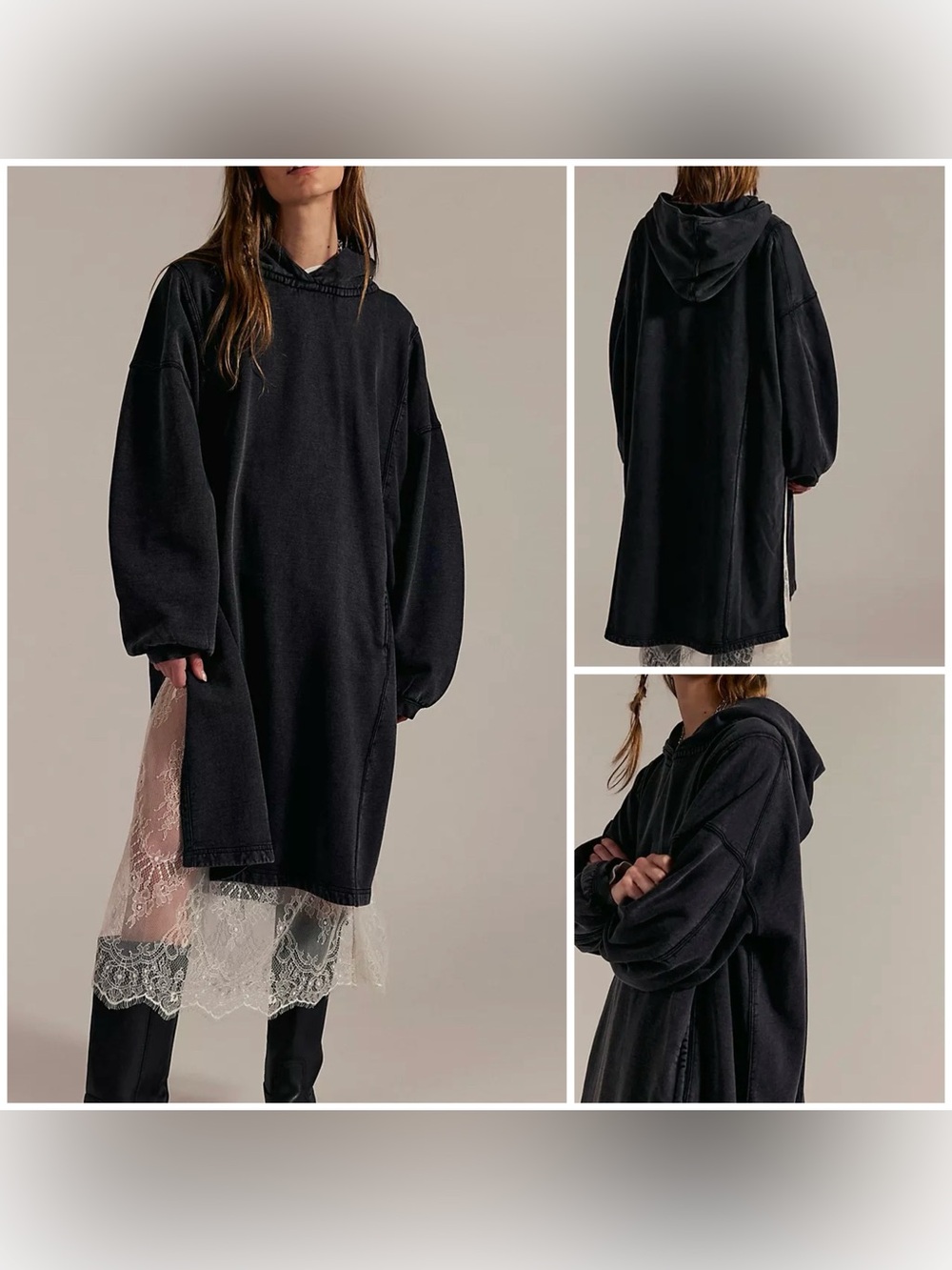 NWT Free People We The Free Maxi Hoodie - washed black - XS - $198 MSRP